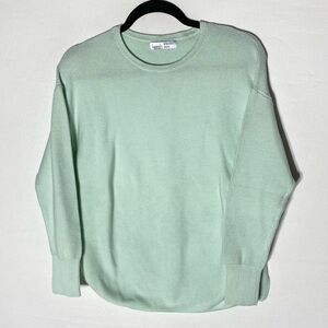 Kersh Light Green Organic Cotton Lyocell Crewneck Pullover Sweater M
